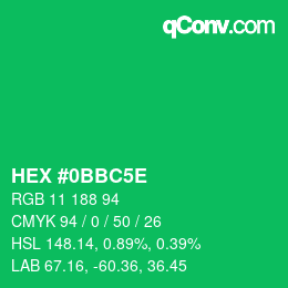 颜色代码: HEX #0BBC5E | qconv.com