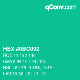 Color code: HEX #0BC092 | qconv.com