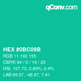 Color code: HEX #0BC09B | qconv.com