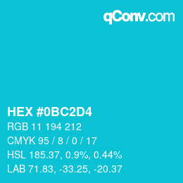 Color code: HEX #0BC2D4 | qconv.com