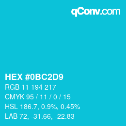 Color code: HEX #0BC2D9 | qconv.com