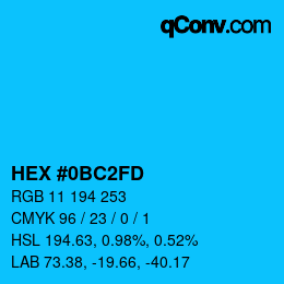 Color code: HEX #0BC2FD | qconv.com
