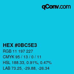 カラーコード: HEX #0BC5E3 | qconv.com