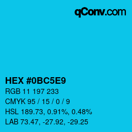 Farbcode: HEX #0BC5E9 | qconv.com