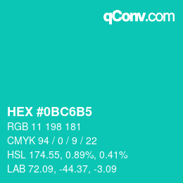Color code: HEX #0BC6B5 | qconv.com