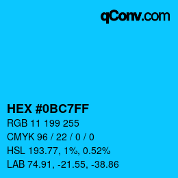 Color code: HEX #0BC7FF | qconv.com