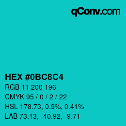 Color code: HEX #0BC8C4 | qconv.com