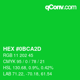 Color code: HEX #0BCA2D | qconv.com