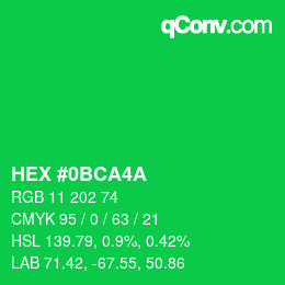 Color code: HEX #0BCA4A | qconv.com