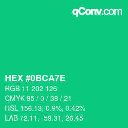 Color code: HEX #0BCA7E | qconv.com