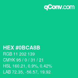 Color code: HEX #0BCA8B | qconv.com
