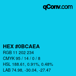 カラーコード: HEX #0BCAEA | qconv.com
