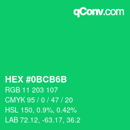 Color code: HEX #0BCB6B | qconv.com