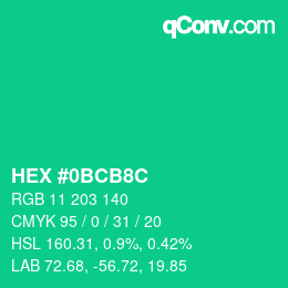 Farbcode: HEX #0BCB8C | qconv.com