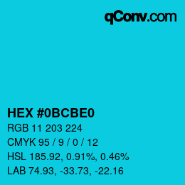 Color code: HEX #0BCBE0 | qconv.com