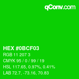 Color code: HEX #0BCF03 | qconv.com