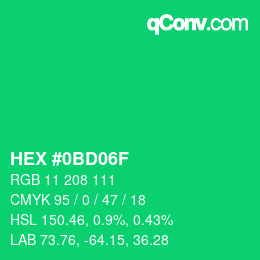 Color code: HEX #0BD06F | qconv.com