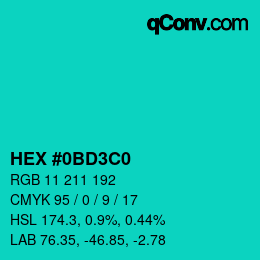 Color code: HEX #0BD3C0 | qconv.com