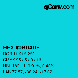 Color code: HEX #0BD4DF | qconv.com