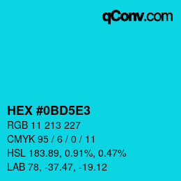 カラーコード: HEX #0BD5E3 | qconv.com