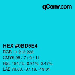 カラーコード: HEX #0BD5E4 | qconv.com