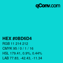 Color code: HEX #0BD6D4 | qconv.com