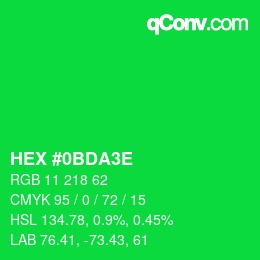 Color code: HEX #0BDA3E | qconv.com