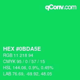 Farbcode: HEX #0BDA5E | qconv.com