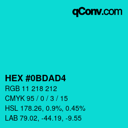 Color code: HEX #0BDAD4 | qconv.com