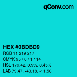 Color code: HEX #0BDBD9 | qconv.com