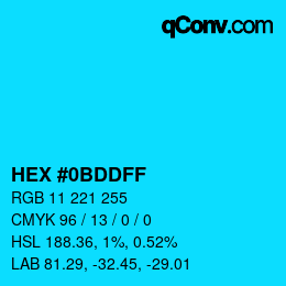 Color code: HEX #0BDDFF | qconv.com