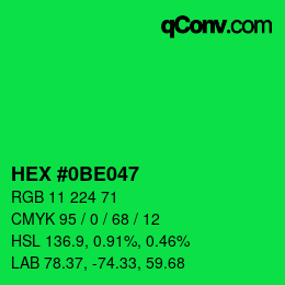 Color code: HEX #0BE047 | qconv.com