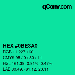 Color code: HEX #0BE3A0 | qconv.com