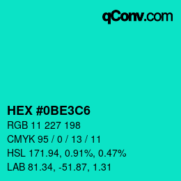 Color code: HEX #0BE3C6 | qconv.com