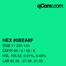 Color code: HEX #0BEA8F | qconv.com