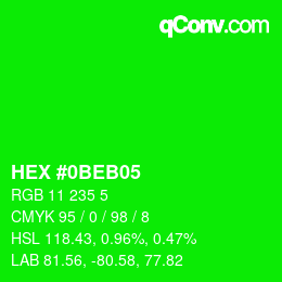 颜色代码: HEX #0BEB05 | qconv.com