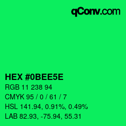 Farbcode: HEX #0BEE5E | qconv.com
