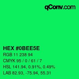 Color code: HEX #0BEE5E | qconv.com