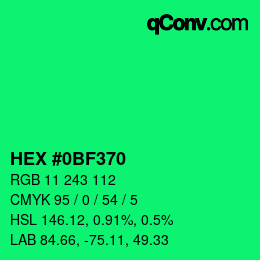 Color code: HEX #0BF370 | qconv.com