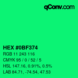 Color code: HEX #0BF374 | qconv.com