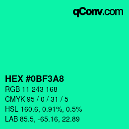 Color code: HEX #0BF3A8 | qconv.com