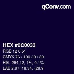 カラーコード: HEX #0C0033 | qconv.com
