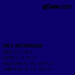 Farbcode: HEX #0C006A00 | qconv.com