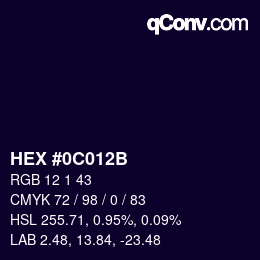 カラーコード: HEX #0C012B | qconv.com