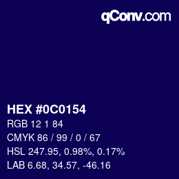カラーコード: HEX #0C0154 | qconv.com