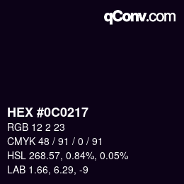 Farbcode: HEX #0C0217 | qconv.com