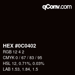 Color code: HEX #0C0402 | qconv.com