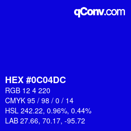 Color code: HEX #0C04DC | qconv.com