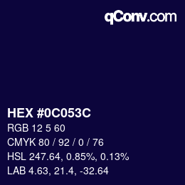 Color code: HEX #0C053C | qconv.com