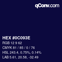 Color code: HEX #0C093E | qconv.com